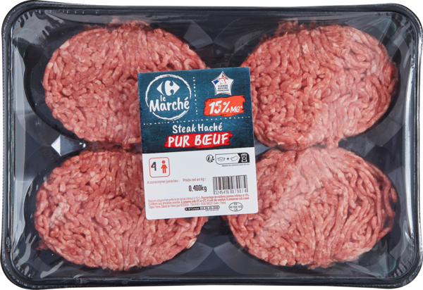 4 steaks hachés 15% M.G. CARREFOUR Le Marché
