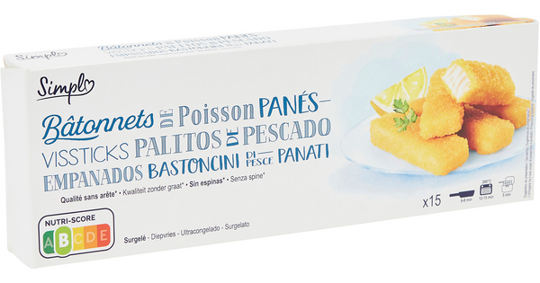 Bâtonnets de poisson panés surgelés